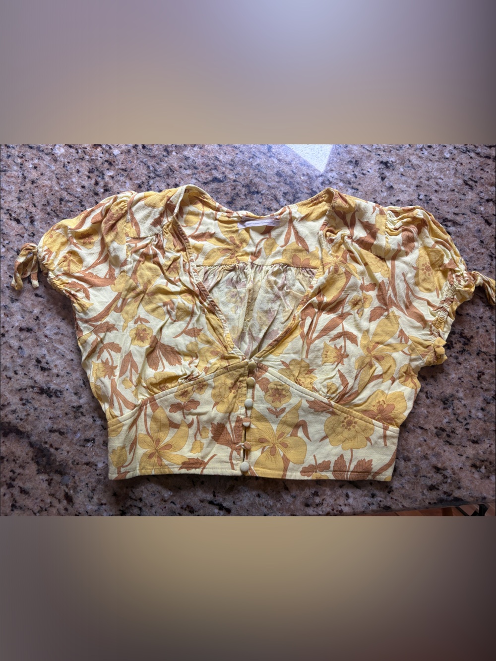Urban Outfitters Floral Yellow Tie-Front Women’s Crop Top